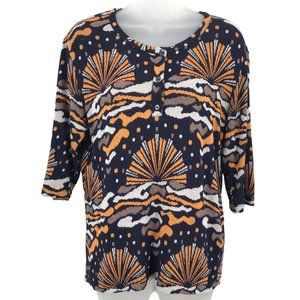 Patterned Navy and Orange Women's Sweater